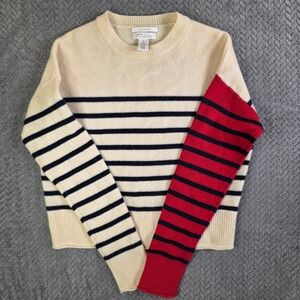Nordstrom Signature Women's 100% Cashmere Sweater M Striped Colorblock Crewneck